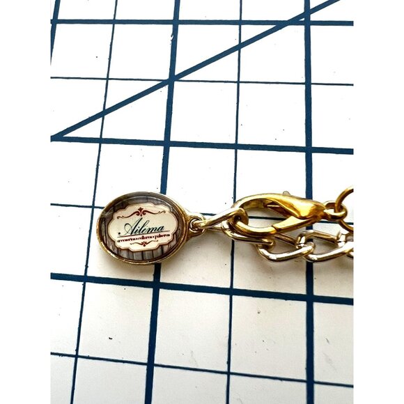 Statement Bib Necklace With White Beads Gray Crystals & Gold Chains By Ailema - Picture 6 of 8